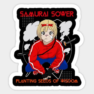 Samurai Sower: Planting Seeds of Wisdom Japanese Gardening Sticker